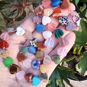 FP Designer Chan Loo Necklace Rose Quartz Agate Malachite Turquoise Jade